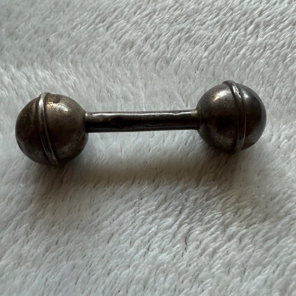 Vintage Antique Sterling Dumbbell Baby Rattle
